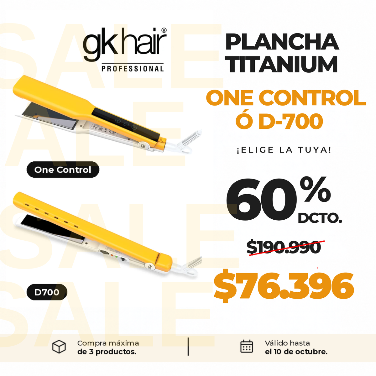 Plancha de Titanio One Control ó D700 - Oferta 60%