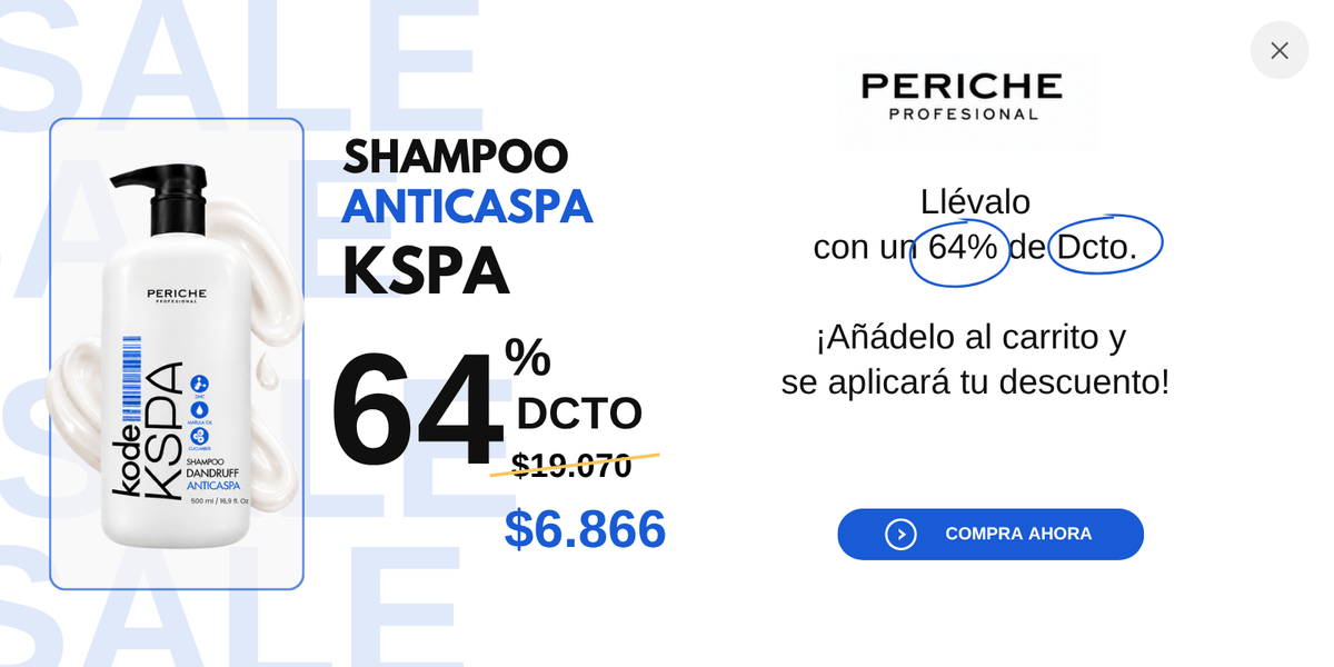 Shampoo Anticaspa Kode KSPA Periche con 64% de descuento: de $19.070 a $6.865